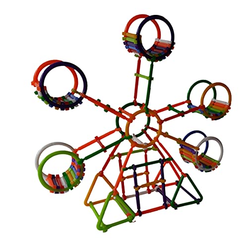 Image of DIY Colorful Educational Smart City Assembly Sticks | Colorful Educational Building Smart City Blocks with Wheels | 200 Sticks Blocks for Kids with Different Themes
