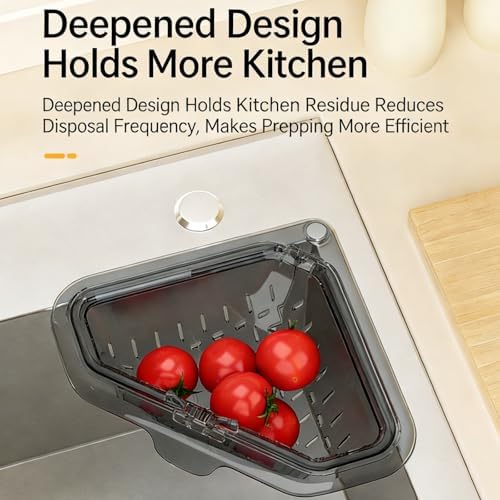 Magnetic Drainage & Filter Basket with Enhanced Durability, Triangular Sink Strainer with Twist-Open Bottom, Right-Angle Kitchen Sink Corner Rack for Draining and Storage, Punch-Free Installation - 5