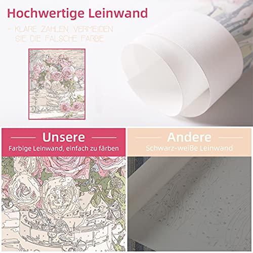 AkiiGer Malen Nach Zahlen Erwachsene Anfänger, DIY Handgemalt Ölgemälde Kits, DIY Malen Nach Zahlen, Ohne Rahmen, 40 x… – Bild 4