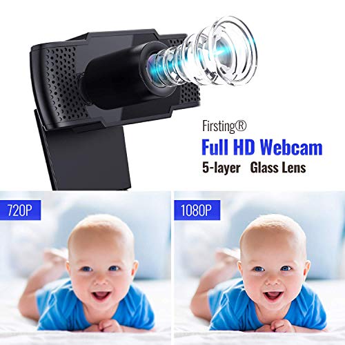 Webcam with Microphone - Full 1080P HD PC Webcam Portable Compatible with Most of Device & App, Plug and Play Webcam for Online Conferencing Gaming Live Streaming Laptop Desktop USB 2.0 Web Camera