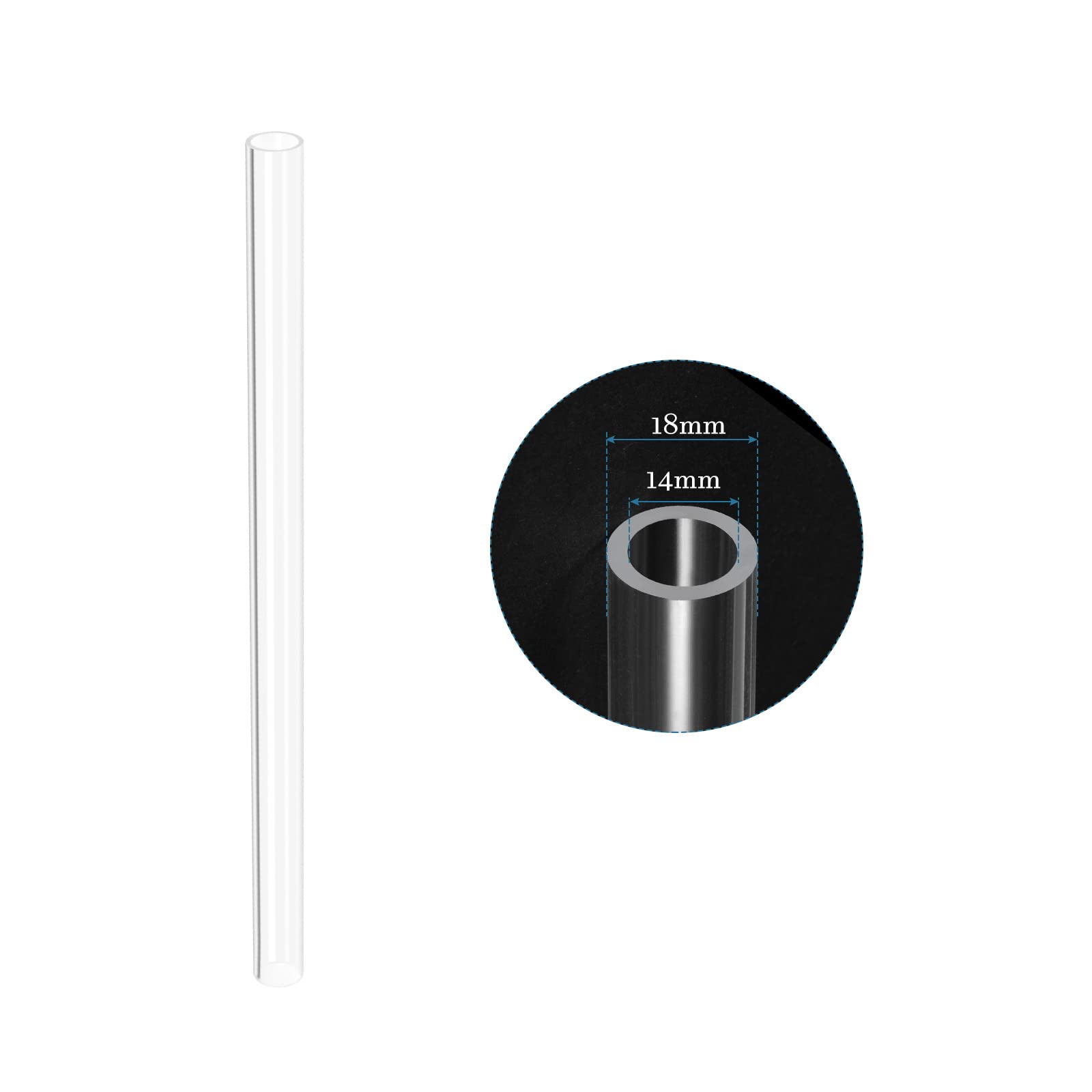Tube Acrylique Rond Rigide QUARKZMAN 10mm ID 12mm OD 305mm - Lot 2PCS - Transparent