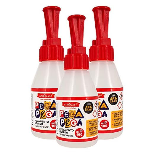 PEGAMENTO LÍQUIDO TRANSPARENTE STARPLAST - Pegamentos para papel, cartón, cuero, tela y madera. Ideal para manualidades, artesanía o hacer maquetas - 100ml Pack 3