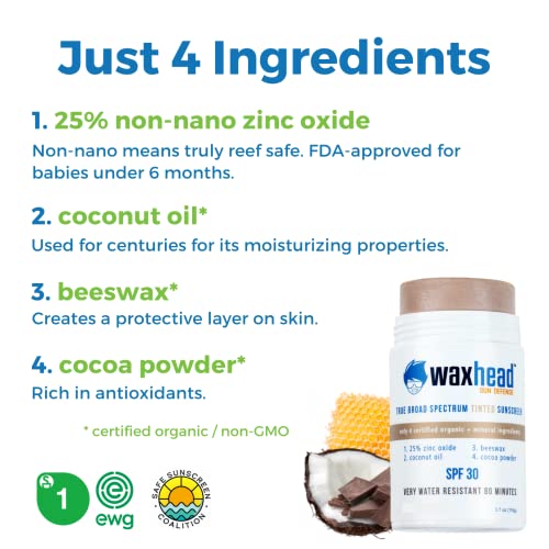 Waxhead Reef Safe Sunscreen Stick - Tinted Sunscreen For Face, Biodegradable Sunscreen, Protector Solar Para La Cara, Sun Screen Protector For Face, Waterproof Kids Sunscreen, Non Nano Zinc Oxide #TOP1