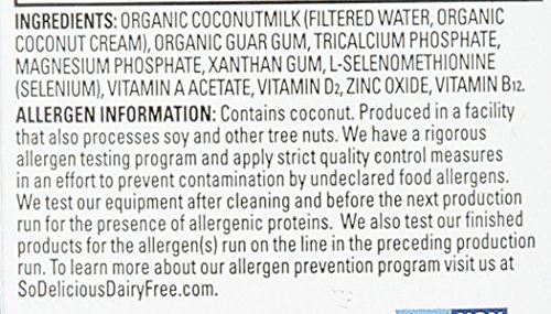 SO DELICIOUS Dairy Free Organic Coconut Milk Beverage, Unsweetened, 32 Ounce
