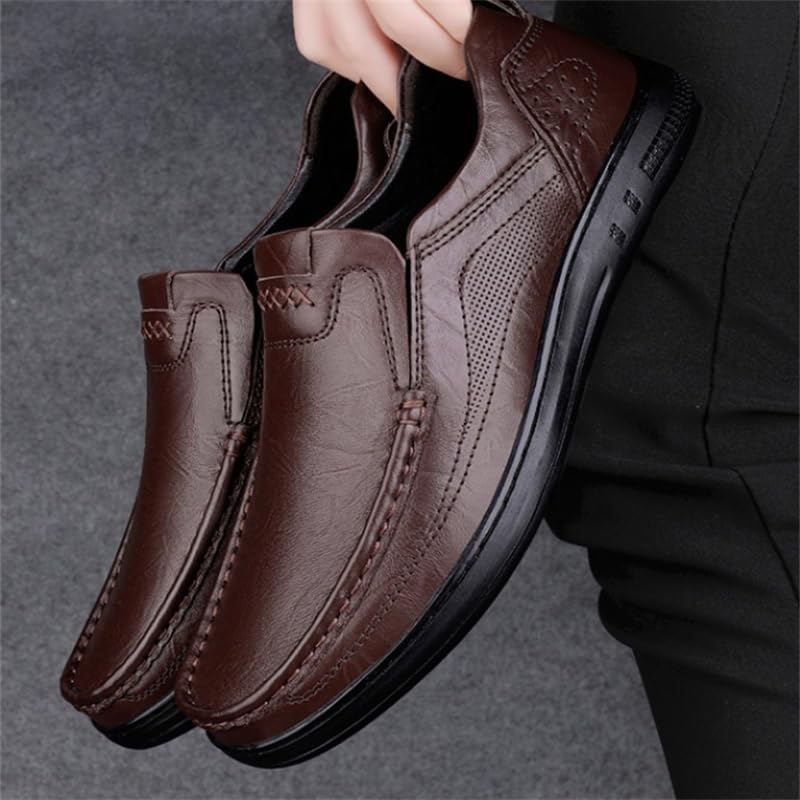 Men's Slip-on Casual Shoes Low-Heeled Oxford Shoes wear-Resistant Round-Toed Non-Slip Comfortable Shoes for Middle-Aged Elderly for Men2