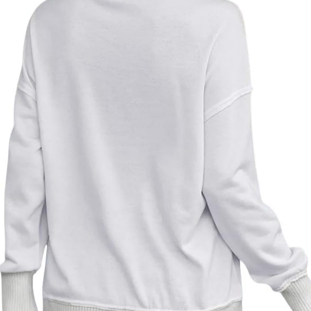 Generisch Damska bluza Henley z zapięciem na guziki i dekoltem w serek, luźna bluza z długim rękawem i luźnym swetrem