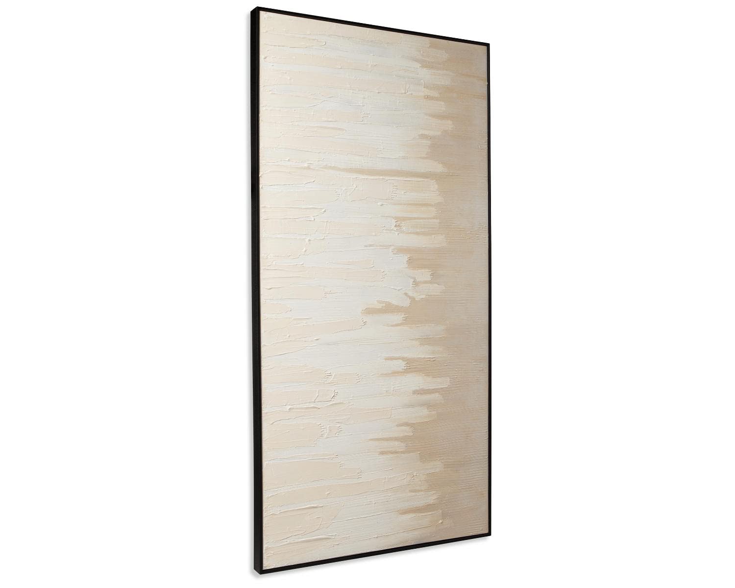 Signature Design by Ashley Jennaya Modern Abstract Framed Hand Painted Wall Art, 60 x 30, Beige