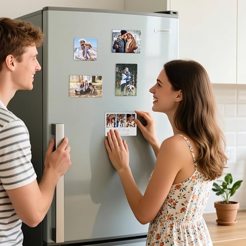Image of Custom Fridge Magnets, Personalized Photo Magnets for Refrigerator, Home Decoration Picture Magnet Stickers for Office and Kitchen, Door (Rectangle Magnets)