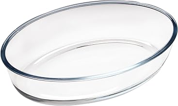 Shopiable Store Borosilicate Baking Dish Rectangular Serving Tray Bowl Microwave and Oven Dish Clear (2500 ML Oval)