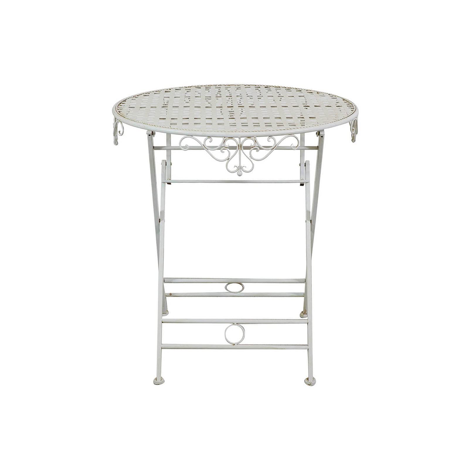 Biscottini Tavolo pieghevole da esterno 70x76 cm | Tavolino pieghevole da balcone e giardino in ferro battuto