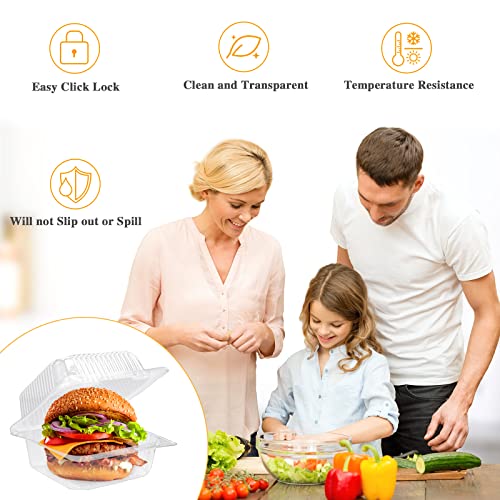 Qyyiguf PW15 100 Pcs Clear Hinged Plastic Containers With Lids,Individual Cake Slice Containers,Square Plastic Food Container,Disposable Clamshell Take Out Containers thumb #2