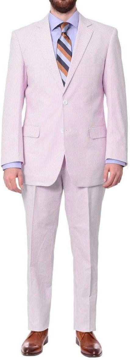 Emigre Men's 100% Cotton Striped Seersucker Suit