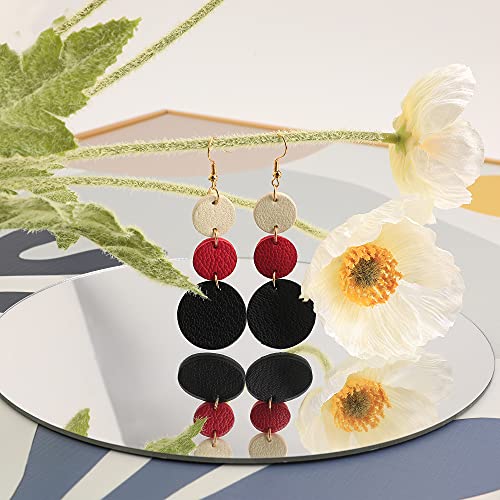 Leather Earrings Dangle Drop for Women, Teardrop Earrings Lightweight for Her3