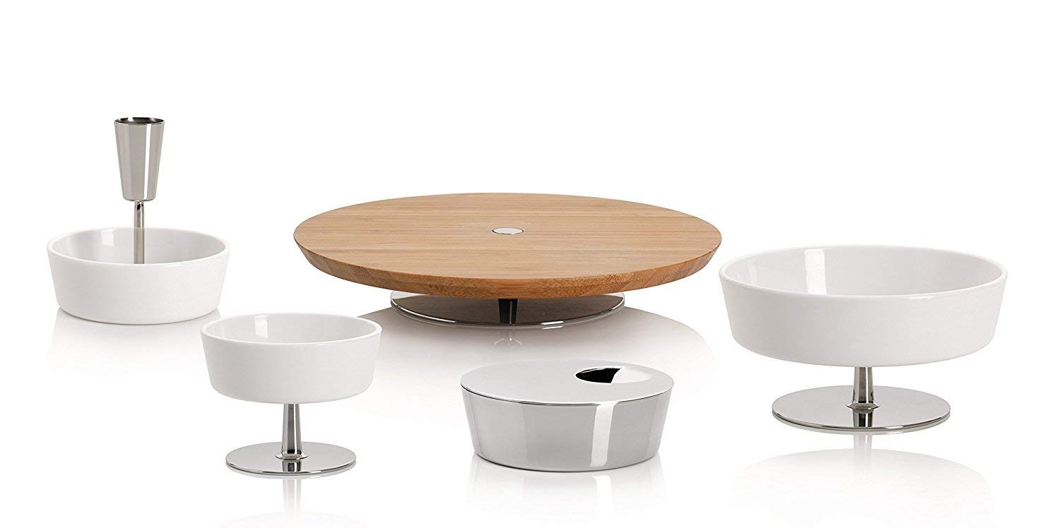 Alessi - GIA07 - Ape piatto per salumi o formaggi in legno con supporto in acciaio inossidabile 18/10 lucido