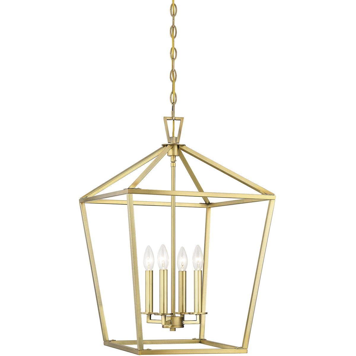 Savoy House 1-321-4-322 Townsend 4-Light Foyer Pendant in a Warm Brass Finish (17" W x 26" H)