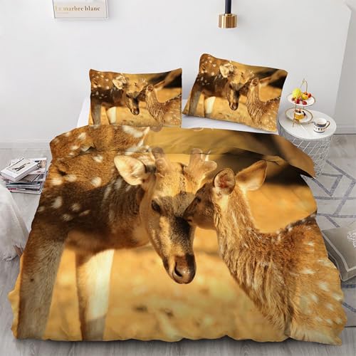 Housse de couette cerf 90x190 en microfibre douce avec fermeture éclair pratique - 2