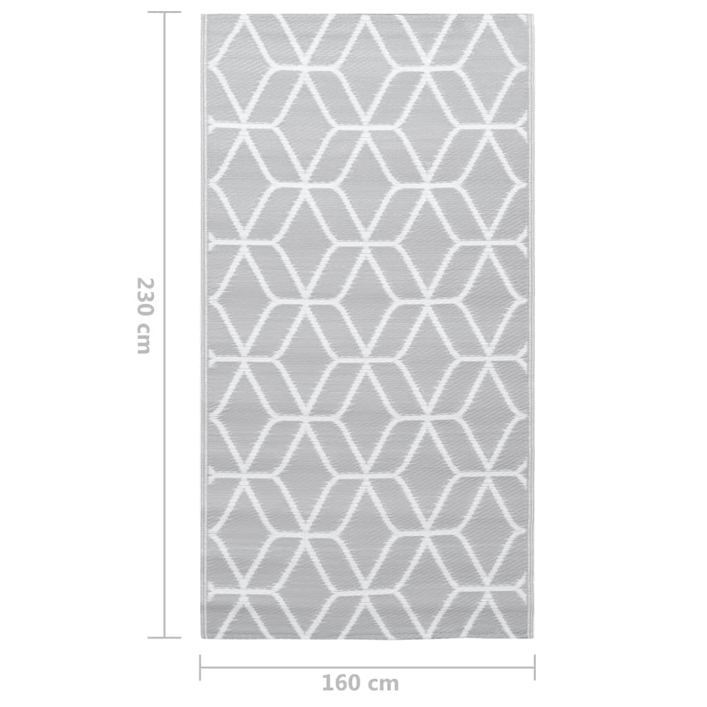 Tappeto da esterno ARAKIL grigio, 160 x 230 cm, rettangolare, in plastica PP, per balcone, terrazza e cortile, morbido e confortevole, con motivo jacquard a due strati, ideale