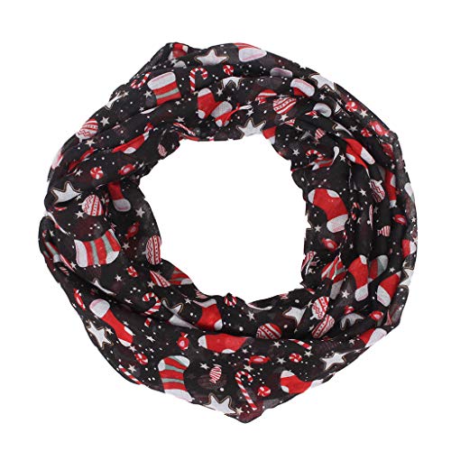 Preisvergleich Produktbild LoveLeiter Damen Loop Schal Winter Herbst Rundschal Schlauchschal Weihnachten Santa Muster Weicher Leicht Baumwolle Scarves Halstücher Als Frauen Christmas Geschenk