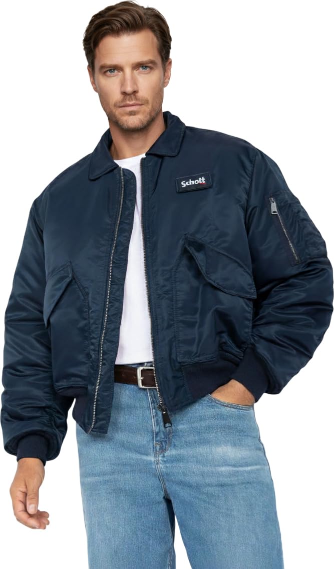 Schott NYC Homme 21090rs Jacket, Bleu Marine, XXL EU