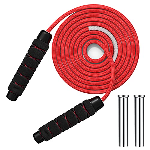 BOZILY Corde à sauter Fitness - Entraînement professionnel - Corde à sauter pour adultes avec poids, corde à sauter longueur et blocs de poids réglables - Idéale pour la boxe, MMA, HIIT (noir, 9 mm) Cover