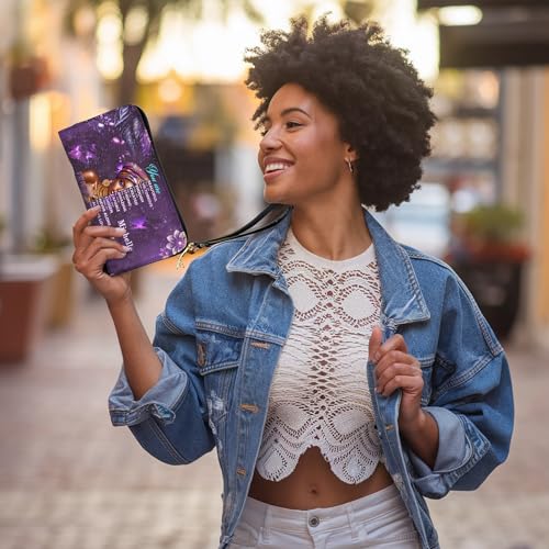 Personalized Leather Wallet for Women – Custom African Pride Clutch with Name – Elegant African Queen Gift – African American Art Wallet – Gift for Mom (You Are Beautiful)2