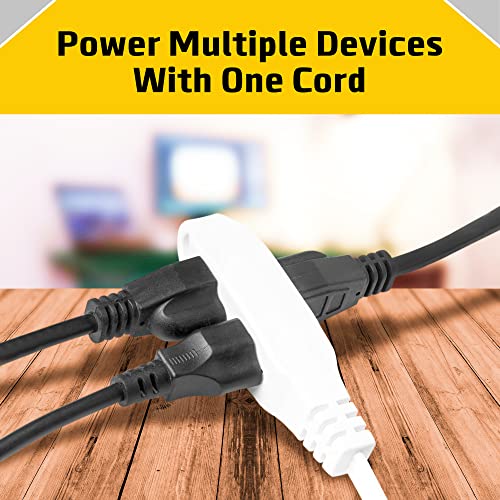 Clearmax 3 Prong Extension Cord With Multiple Outlets, Heavy Duty 3 Outlet Extension Cord With Flat Head, Power Outlet For Use In Home, Garage Or Workshop, 16 Awg Indoor Extension Cord White, 25 Feet #TOP1
