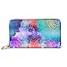 Produktbild JHGFG Mode Handtasche Reißverschluss Brieftasche Nahtlose Muster Fliesen Mandalas Vintage dekorative Telefon Clutch Geldbörse Abendkupplung Blocking Leder Brieftasche Multi Car