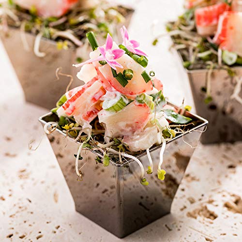 Image of Restaurantware 2 Ounce Appetizer Cups, 100 Square Mini Dessert Cups - Disposable, Recyclable, Silver Plastic Square Plastic Cups, Mini, For Appetizers Or Desserts - Restaurantware