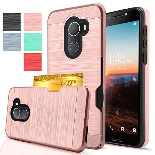 Alcatel REVVL Case (T-Mobile), Alcatel A30 Plus Case,Alcatel A30 Fierce 2017 Case,AnoKe[Card Slots Wallet Holder]TPU Soft Hybrid Shockproof Heavy Duty Cover Case for Alcatel Walters 5.5