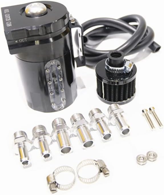 Baffled Aluminum Oil Catch Can Reservoir Tank/Oil Tank With Air Filter And Filter Plate Universal 300ML