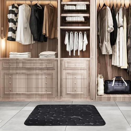 Tapis de bain lavable en machine grand format noir absorbant 91x61 cm - 7