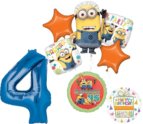 Descpicable Me Minions 4th Birthday Party Supplies 8 pc Balloons Decoration
