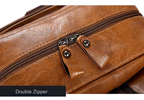 Men Backpack Waterproof PU Leather Travel Bag Man Large Capacity Teenager Lt Brown3