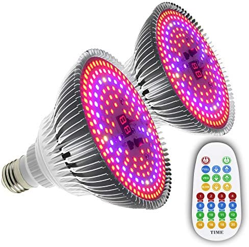 2 Pack LED Grow Light Bulb,Full Spectrum Plant Light Bulb,100W Led Grow Light Bulb with 4 Dimmable Levels Timing Function, Grow Light for Indoor Plants, Flowers, Greenhouse, Indore Garden, Hydroponic
