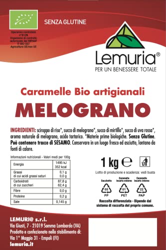 Lemuria - Caramelle Biologiche Artigianali Al Melograno - Utili Come Antiossidanti, Senza Glutine E Senza Zucchero - 1 Kg - 2