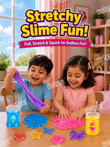 Image of HOTKEI Frosty Fun Slime for Kids 3 to 10 Years Stretchable Slime with Surprise Cute Frosty Fun Eraser Inside Soft Non-Sticky DIY Slimy Fun Toy Birthday & Return Gift for Kids Girls & Boys Pack of 4