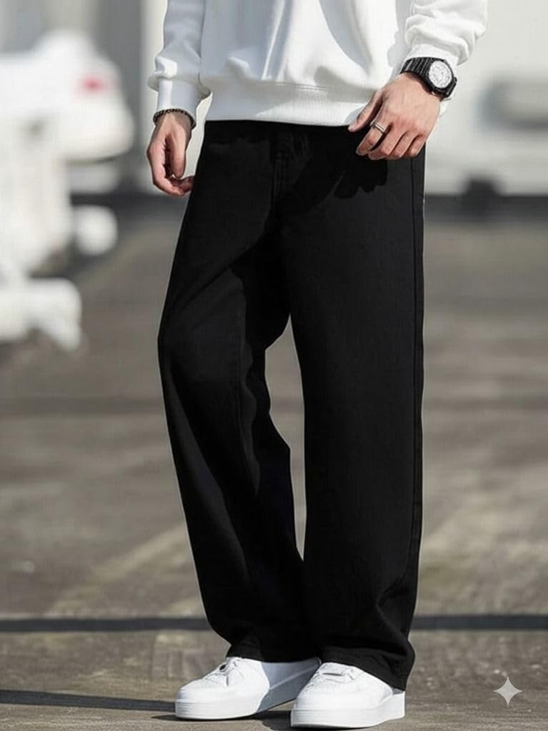 O2 ROUTE Loose Fit Mid Rise Black Men Denim Jeans - Image 1