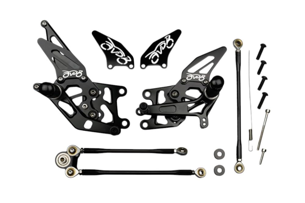avdb-moto Platines/Commandes Reculées compatible avec HONDA CBR 600RR PC40 2007-2008, CBR 600 RR PC40 2013-2017, 600 RR PC40 2009-2012, CBR600RR PC40E 2021-2022 Racing AVDB (Noir)