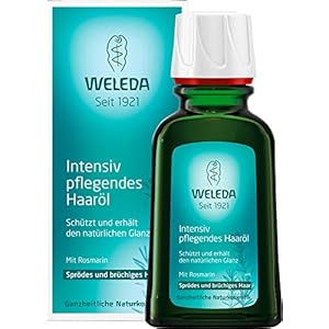 WELEDA Biologische intensief voedende haarolie, plantaardige natuurlijke cosmetica haarkuur met rozemarijn voor broos en broos haar, bescherming en verzorging voor een natuurlijke glans (1 x 50 ml)