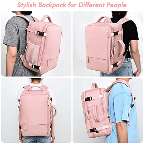 Rinlist Travel Laptop Backpack Carry On Backpack for Men Women Flight Approved College School Computer Bag for Business Hiking Personal Item Backpack Fits 15.6 Inch Notebook Pink の商品画像 7