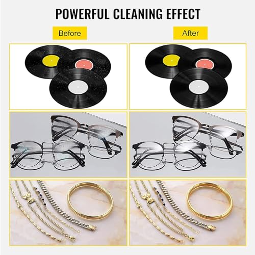 Limpiador ultrasónico de discos de vinilo con calentador y control de temporizador, limpieza eficaz para discos, gafas, relojes, joyas y placas de circuito