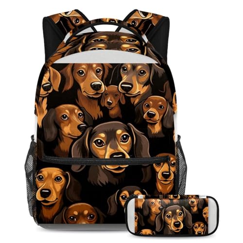 Sac à dos teckel compact et logeable multicolore pour éviter le désordre scolaire