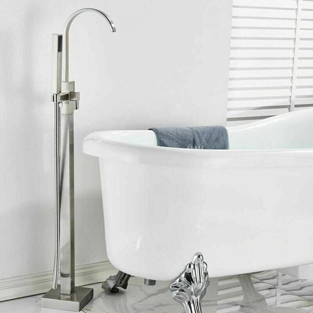 DFGHNBVC Freestanding Bathtub Faucet Floor Mount Waterfall Bathtub Filling Brushed Nickel Faucet