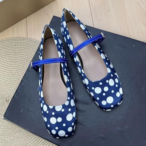 LUXINYU Women Mary Jane Shoes Comfortable Square Toe Suede Flats Ankle Strap Casual Ballet Office Shoes2