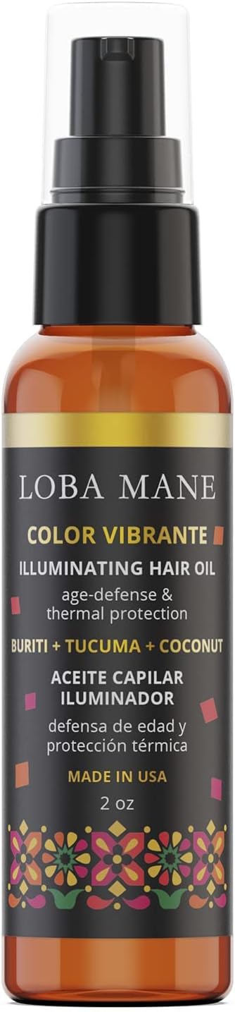 Loba Mane Illuminating Hair Oil for Curly Frizzy Hair – Infused with Buriti, Tucuma, and Argan Oil for Deep Hydration - Hair Serum for Dry Damaged Thick Curly Hair - Vegan, Natural & Organic (2oz)