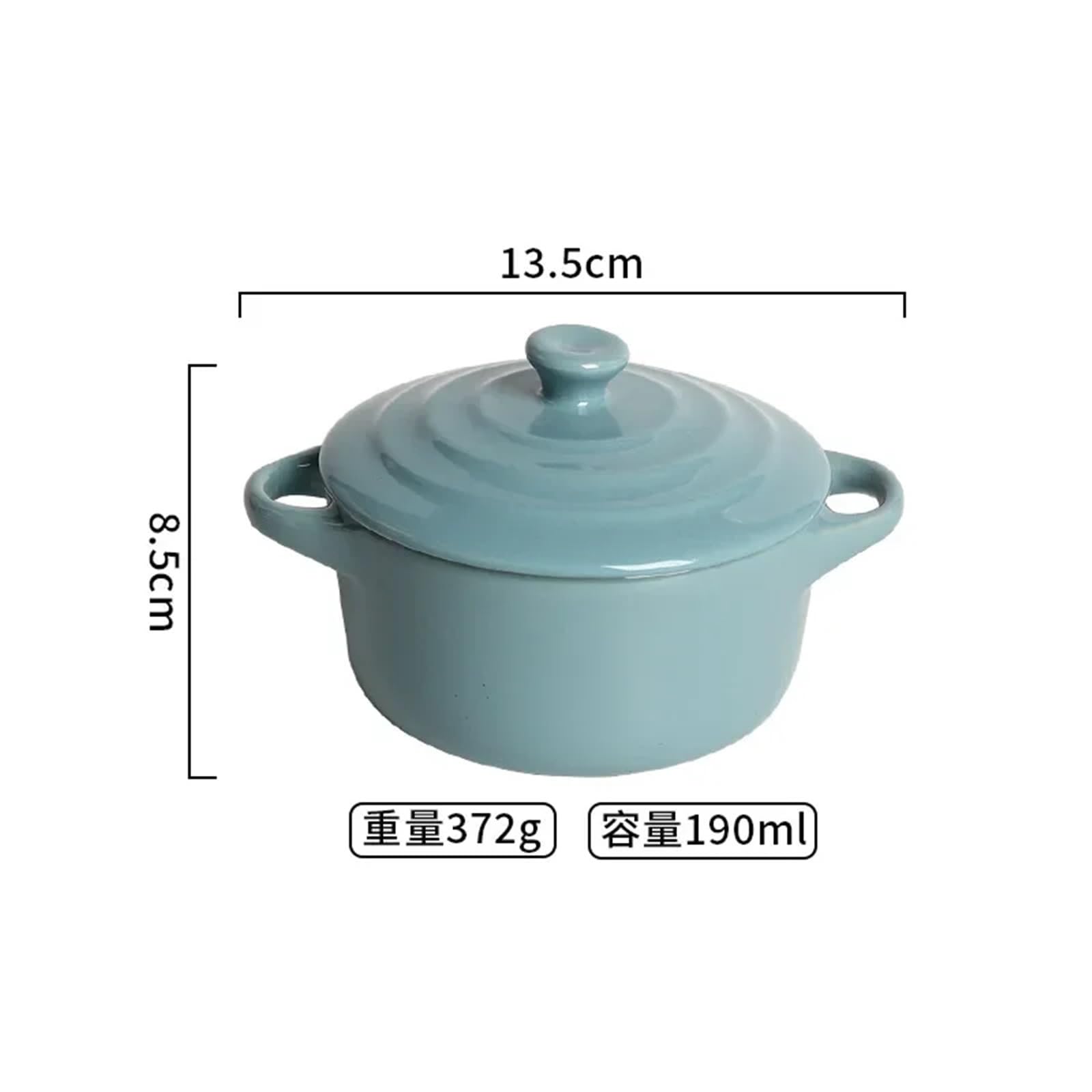 Pentola for stufato impermeabile for zuppa in ceramica con coperchio for biauricolare Nido for uccelli for uso domestico Ciotola for speciale for uova al vapore(Green)
