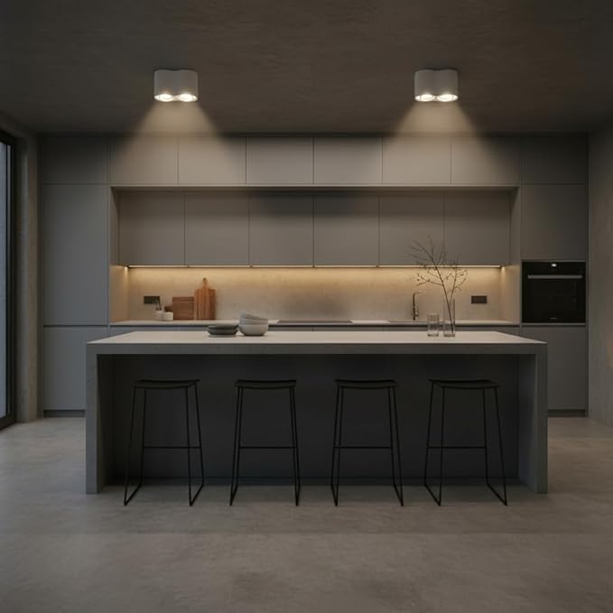 EDO EDO Surface-mounted Spotlight White Double Round SKAND 2 - Rotatable Ceiling Spotlight with GU10 Socket - Modern Aluminum Surface-mounted Lamp - Adjustable Spotlight for Living Room, Kitchen, Hallway, Bedroom photo 3