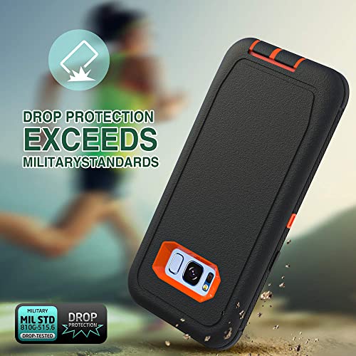 Image of Case for Galaxy S8 Plus, Heavy-Duty Tough Rugged Shockproof Drop Protective Cover Cases for Samsung Galaxy S8 Plus, Black+Orange