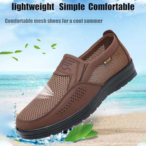 Men's Platform Non Slip Hollow Out Mesh Loafers Leisure Fashion Round Closed Toe Slip On Walking Sneakers Summer Breathable Work Driving dad Shoes2