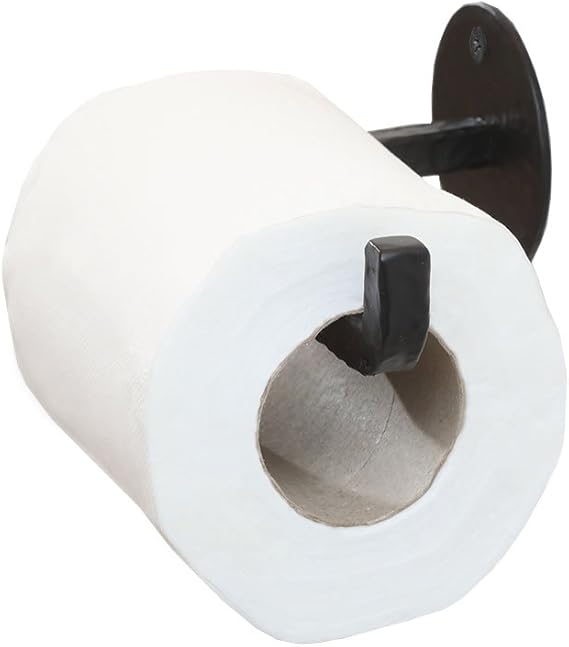 Handmade Wrought Iron Toilet Paper Holder Black Iron